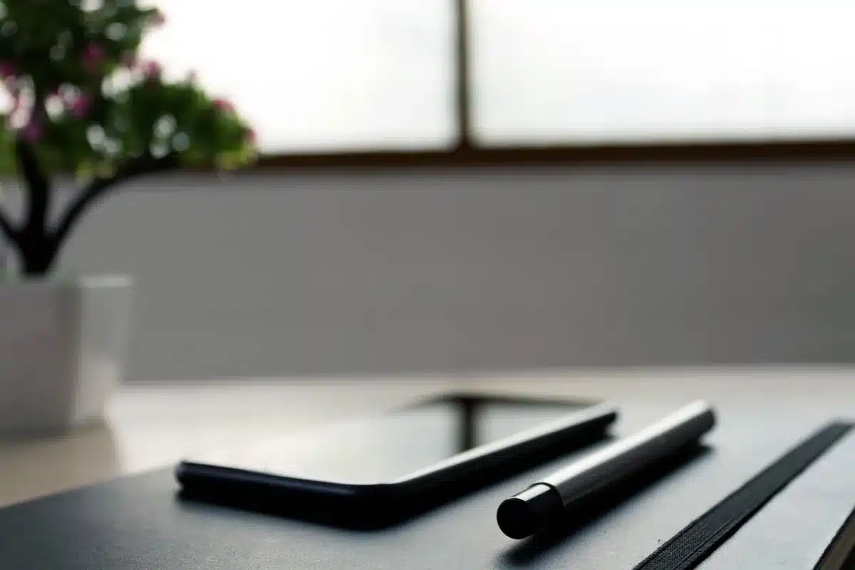 Dossiers et documents d'homologation empilés sur un bureau lumineux