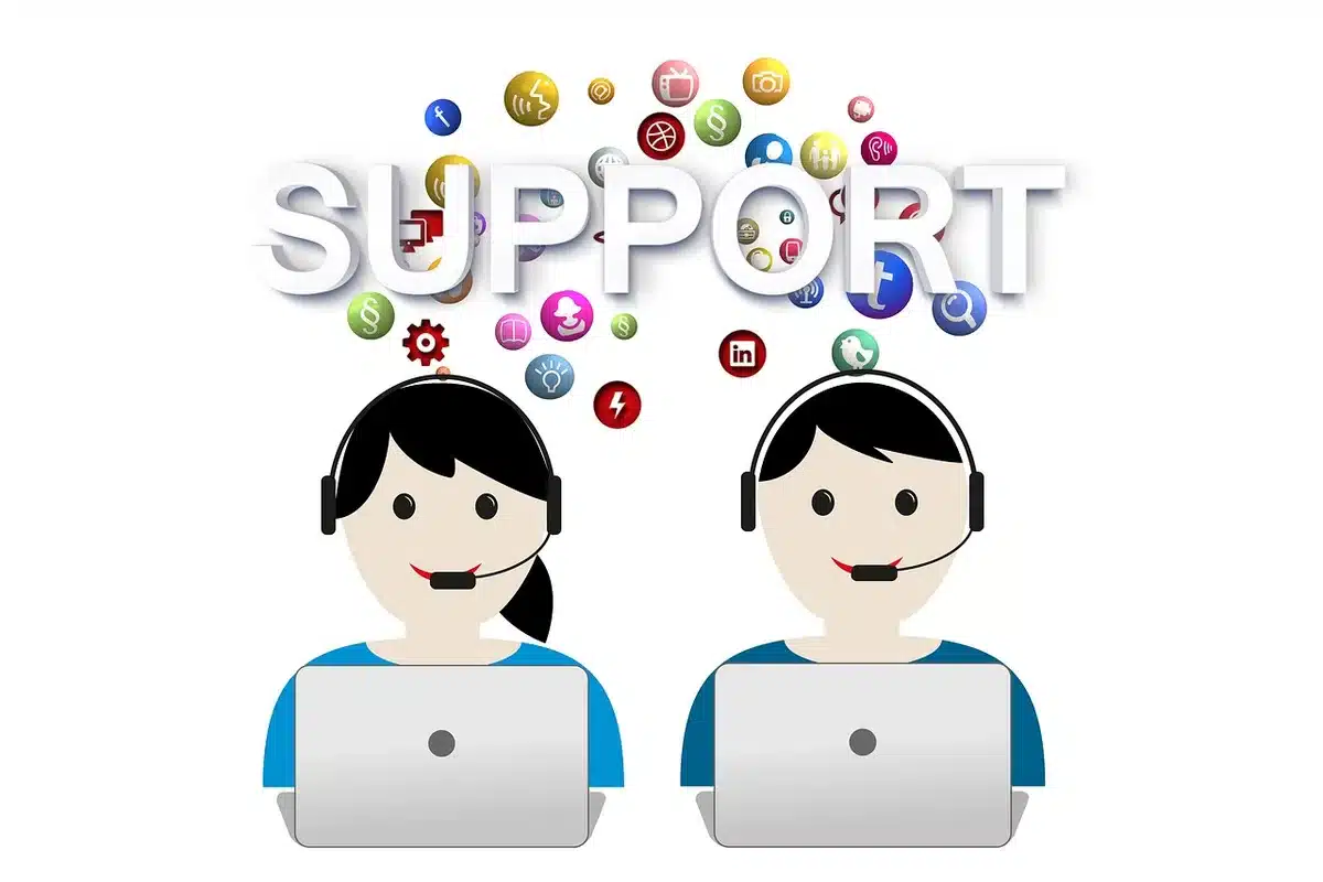 Écran d'ordinateur affichant une interface de support client